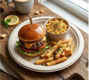 Compostable Bagasse <b>Disposable</b> 10 inch <b>Plates</b> Round Biodegradable Serving Dishes for Restaurant Party Food Service - Product Image 3