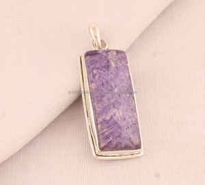925 pendentif en argent Sterling Design Unique pendentif Charoite bijoux en pierres précieuses pendentif fait main bijoux anciens cadeaux pour femme - Product Image 1
