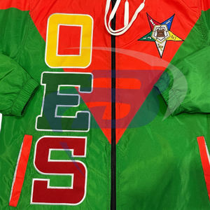 Chaqueta Cortavientos de Nailon con Cremallera OES Order of Eastern Star, Regalia Masónica, Personalizable con Cualquier Logotipo - Product Image 5