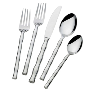 Mirrored Steel Kitchenware Flatware Set Silver Color Shiny Polished <b>Top</b> With Brown Unique Design Handle Rustic Design Cutlery - Product Image 6