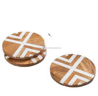 Sous-verres de qualité supérieure, artisanat moderne, écologiques, en bois et résine, design à carreaux, pour la maison et les mariages, au meilleur prix