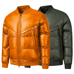 Chaqueta de Invierno para Hombre, Negra y Verde Oliva, con Cuello Alto, Cierre de Cremallera, Resistente al Viento, Informal, con Relleno Grueso de Poliéster - Product Image 4