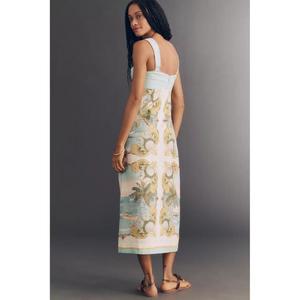 Royal Sea Cotton Midi <b>Dress</b> Custom Elegant Beach Ladies Floral <b>Boho</b> Sleeveless Casual Natural Waist Solid Pattern - Product Image 3