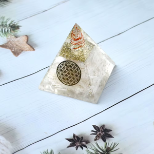 Handmade Crystal Pyramid <b>Orgonite</b> With Inlayed Symbol Home Decoration Feng Shui Stone Craft - Product Image 3