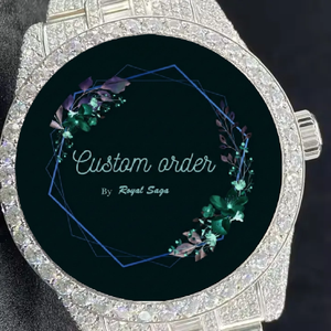 Montre de luxe personnalisée unisexe pour homme, cadran arabe, diamants VVS taille baguette, style hip-hop, entièrement sertie de diamants, analogique, testée - Product Image 2