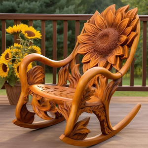 Fauteuil à bascule en bois ancien avec accoudoirs sculptés en forme de roue et assise à lattes, disponible à prix de gros. - Product Image 5