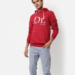 เสื้อฮู้ดดี้ลายกราฟิกสำหรับผู้ชาย สีแดงเฮเธอร์ ผ้าฝ้ายฟลีซ เสื้อพูลโอเวอร์ Dr To Be ผู้ผลิตเสื้อผ้า - Product Image 1
