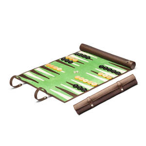 Jeu de Backgammon Carré Portable Écologique 2 Joueurs - Ensemble de Voyage en Cuir PU Moulé Enroulable avec Dés et Compteurs pour Cadeaux de Fête Facile à Transporter - Product Image 1