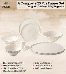 Juego de vajilla de porcelana fina de 29 piezas con elegante diseño de ramas de árbol y bordes dorados. - Product Image 2