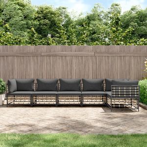 Set Lounge da Giardino Antracite con Struttura in Metallo e Cuscini, Arredamento da Esterno 6 Posti, Design Contemporaneo - Product Image 3