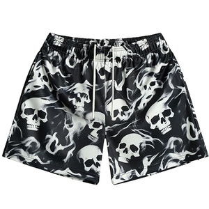 Low MOQ Custom Basketball Mesh Shorts Skull Pattern Drawstring Closure Quick Dry Double <b>Layer</b> 250 GSM 100% Polyester Sports - Product Image 3