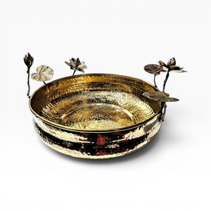 Decorative Silver Round Metal <b>Chocolate</b> Bowl with Golden Balls Customizable <b>Chocolate</b> Accessories Custom Sizes Color Available - Product Image 3