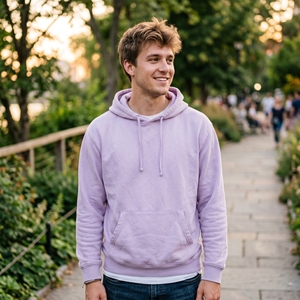 Sudadera con Capucha Unisex Color Morado Claro, Sudadera de Felpa Lisa, Cuello Redondo, Chaqueta con Capucha para Sublimación - Product Image 5