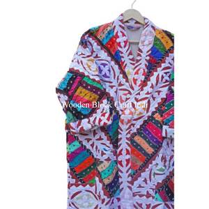 Kimono hecho a mano estilo colcha para mujer, abrigo vintage indio de algodón Kantha, kimono largo floral, bata de baño, ropa de playa, pareo de invierno - Product Image 2