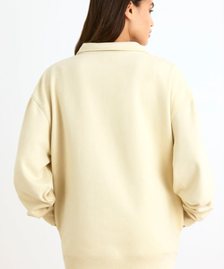 Sweat-shirt à demi-zip crème pour homme, manches longues, imprimé lettres, style sportif décontracté - Product Image 2