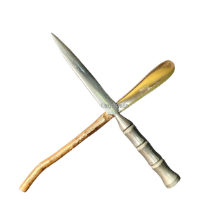 Cuchillo para Trinchar Carne con Diseño Vintage y Acero de Afilado, Cuchillo para Rebanar Asados de Acero Inoxidable de Estilo Bambú Segmentado de Alta Resistencia - Product Image 1