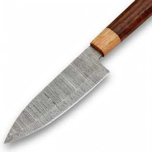 Couteau de chef de cuisine en acier damas forgé à la main, manche ergonomique en bois - Product Image 3