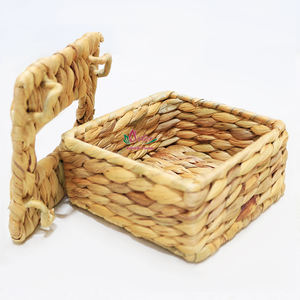 Caja de pañuelos de jacinto de agua natural cuadrada de alta calidad, artesanías hechas a mano para el hogar y la Oficina - Product Image 5