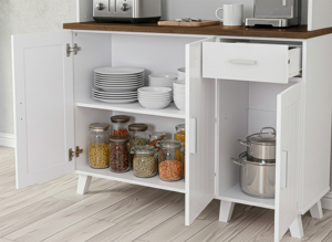 Mueble de Cocina Moderno Estilo Americano Ecológico K409, Tablero de Partículas con Acabado Superior en Melamina, 2 Puertas Acrílicas, 1 Cajón - Product Image 3