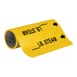 Marqueur de tuyau flexible pour lignes de vapeur industrielles 12 po de largeur x 30 pi de longueur Brady LB STEAM Roll Form - Product Image 3