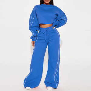 Nouvel ensemble de survêtement élégant personnalisé avec logo, haut court et pantalon de jogging, 2 pièces, pour femmes - Product Image 6
