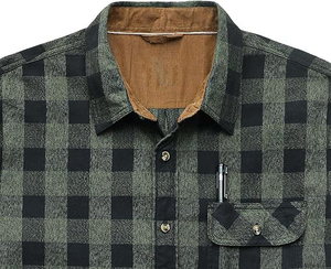 Camisa de Franela a Cuadros de Algodón 100% Premium para Hombre, Talla Grande, Tejido de Punto Suave y Transpirable, con Botones, Ropa de Trabajo Informal para Otoño - Product Image 2