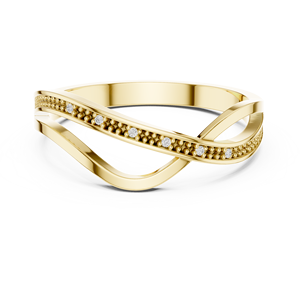 Anillo de Oro Amarillo con Diamantes en Espiral Infinito, Elegante Diseño Entrecruzado, Anillo de Boda para Mujer - Product Image 1