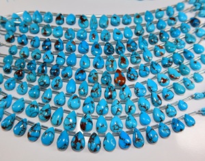 Cuentas de Turquesa Egipcia Natural Prince Mines en Forma de Pera, Cuentas de Piedras Preciosas Lisas en Forma de Lágrima para la Fabricación de Collares y Joyería - Product Image 1