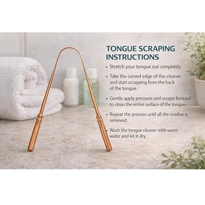 Grattoir à langue en cuivre de haute qualité, outil de soin buccal en métal poli, style antique, nettoyeur de langue réutilisable - Product Image 6