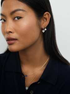 Boucles d'oreilles créoles personnalisées en or massif 10K 14K 18K avec diamants de laboratoire en forme de cœur, minimalistes, délicates, modernes, pendantes, pour femme, usage quotidien - Product Image 2