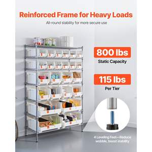 Organisateur à 24 compartiments, étagère de rangement à roulettes à 7 niveaux, système d'étagères en fil d'acier, roues, organisateur d'outils mobile pour garage, salle de classe - Product Image 3