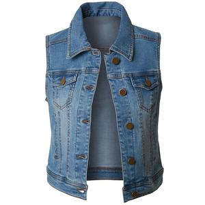 Hot selling motorcycle navy collar vest with button closure, European style bikers denim vests for ladies, Prime Protection - Product Image 5
