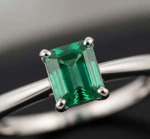 Bague Émeraude de Laboratoire en Argent Sterling, Motif Vigne, Pierre de Naissance de Mai, Pierre Précieuse Verte, Bijou Élégant Fait Main, Cadeau pour Femme - Product Image 3