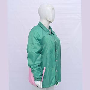 Premium Green Women's Coach Shirt <b>Jacket</b> With <b>Pink</b> Buttons Turn-down Collar Casual <b>Waterproof</b> Spring Outerwear Training <b>Jacket</b> - Product Image 6