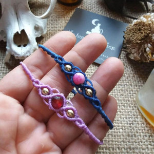 Handcrafted Macrame Bracelet Set Pink Stone Adjustable Cord Beaded Boho Jewelry Handmade Bracelets for Women Gift - Product Image 1