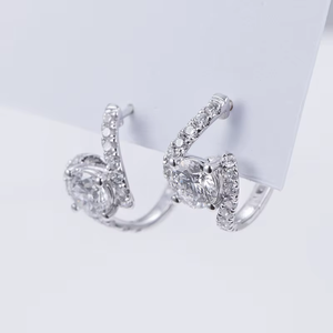 Boucles d'oreilles classiques en diamant naturel taille brillant rond en or blanc, couleur D, certifiées GIA, bijoux de mariage pour femme - Product Image 3