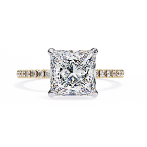 Bagues de mariage classiques à halo caché en or massif 14 carats avec diamant de laboratoire certifié IGI taille princesse 2 carats – Cadeau de fiançailles - Product Image 3