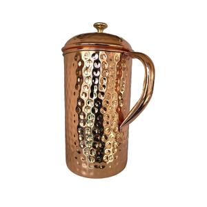 Carafe en cuivre pur à 100 %, grande taille, avec couvercle, artisanale, martelée, pour eau – Meilleure vente - Product Image 5