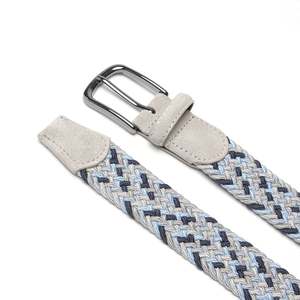 <b>Men</b>’s Casual Braided Elastic Stretch Woven <b>Belt</b> with Silver Metal Buckle – Lightweight Adjustable Multi-Color Blue Grey Beige - Product Image 3