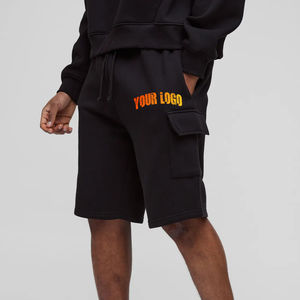 Pantalones Cortos de Hombre Personalizados con Logotipo Impreso en DTF, Ecológicos, Estilo Urbano, con Bolsillos Laterales, Cordón, Color Sólido Único, Talla Grande - Product Image 3