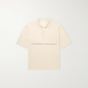 Camisas de Algodón Beige Claro para Hombre, Nueva Colección de Verano, Ropa de Trabajo de Manga Corta, Tops Casuales con Solapa, Color Sólido, Tejido de Punto, Secado Rápido - Product Image 1