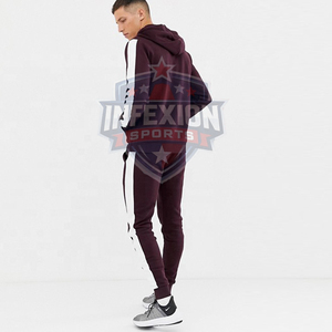 Sweat-shirt à capuche bordeaux pour homme, manches longues, couleur unie, survêtement décontracté avec poches latérales, fermeture à cordon, coupe classique - Product Image 2