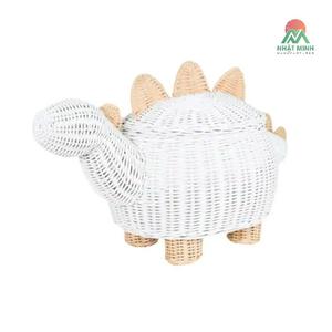 White Rattan Storage Basket Shell Shape Children's <b>Toy</b> <b>Organizer</b> Round Standing Type Large Capacity Natural Fiber Handmade - Product Image 2