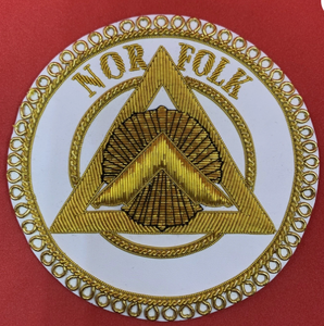 Badge de tablier maçonnique de luxe, brodé à la main, écologique, à effet 3D en relief, en fil de bouillon, pour maître de la loge de Norfolk, pour cérémonies - Product Image 4