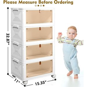 Organizzatore a 4 Livelli con Contenitori in Plastica e Coperchi, Pieghevole e Impilabile per Camera da Letto, Soggiorno e Ufficio - Product Image 2