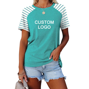 Camiseta de Mujer con Manga Raglán, Estampado Tie-Dye, 100% Algodón Orgánico Elástico, Corte Ajustado Informal, Cuello Redondo, Manga Corta, Tejido de Punto, Primavera - Product Image 2