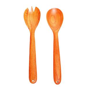 Juego de cuchara de ensalada de madera de Neem para regalo de calentamiento de la casa de 2 Utensilios únicos hechos a mano de La India - Product Image 4