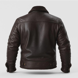 HELLERITE INDUSTRY Men's Real <b>Leather</b> Winter <b>Long</b> Bomber <b>Jacket</b> Genuine Black Cowhide Waterproof Zipper Front Solid Casual - Product Image 2
