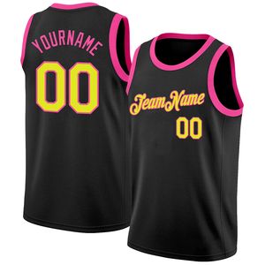 Custom Black Pink <b>Yellow</b> Basketball Jersey Men's <b>Tank</b> <b>Top</b> Sublimation Print Breathable 100 Polyester Sporty O-Neck - Product Image 4