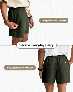 Men's Cotton Drawstring <b>Shorts</b> Casual <b>Knee</b> <b>Length</b> Athletic <b>Shorts</b> with Pockets for Gym Running Everyday Wear - Product Image 3